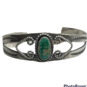 Blue turquoise sterling silver cuff bracelet